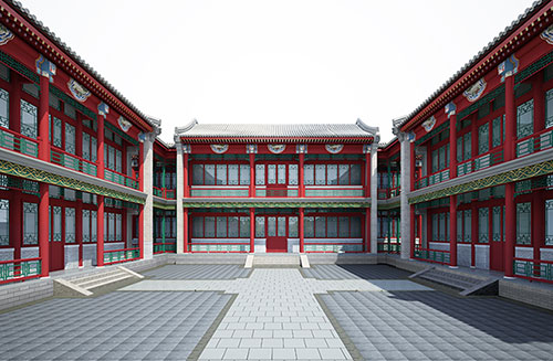 兴安北京四合院设计古建筑鸟瞰图展示